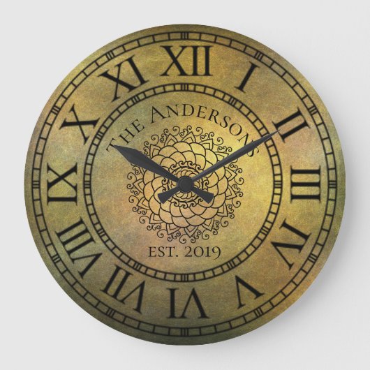 Grande Horloge Ronde Rustique Antique Shabby Chic Vintage Chiffre Romai (Recto)