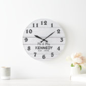 Grande Horloge Ronde Rustique Blanc Pallet Bois M. Et Mme Mariage (Maison)