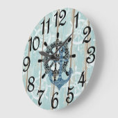 Grande Horloge Ronde Rustique Nautique (Angle)