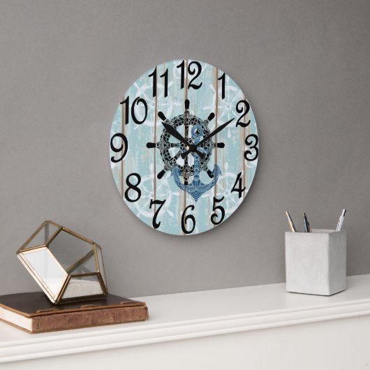Grande Horloge Ronde Rustique Nautique (Bureau)