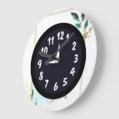 Grande Horloge Ronde Rustique  Unique  Blanc  Sarcelle  (Angle)