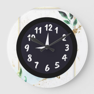 Grande Horloge Ronde Rustique Unique Blanc Sarcelle