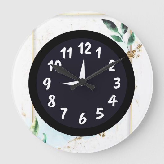 Grande Horloge Ronde Rustique  Unique  Blanc  Sarcelle  (Recto)