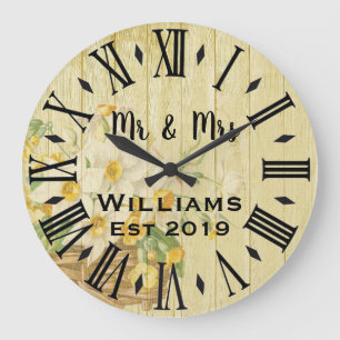 Grande Horloge Ronde Rustique Vintage Bois Personnalisé Sur Mesure