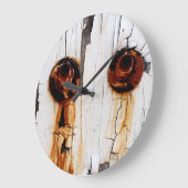 Grande Horloge Ronde Rusty Bolts Nuts et Peeling Paint (Angle)