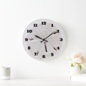 Grande Horloge Ronde Sable Dollar Plage Coquillages Plage Naturelle ten (Maison)
