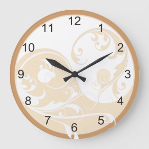 Grande Horloge Ronde Sable et blanc Yin & Yang