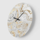 Grande Horloge Ronde Sable gris blanc imitation doré Marbre sur mesure (Angle)