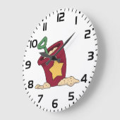 Grande Horloge Ronde Sable rouge avec étoile et lunette (Angle)