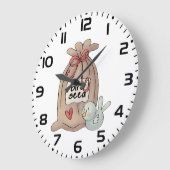 Grande Horloge Ronde Sac à graines d'oiseaux avec cou et coeur (Angle)