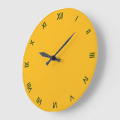 Grande Horloge Ronde Saffron uni jaune / or avec chiffres romains (Angle)