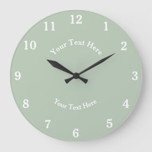 Grande Horloge Ronde Sage Vert Simple Moderne Élégant