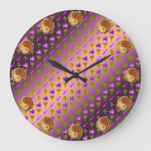Grande Horloge Ronde Sagittaire & Cheval de Bois