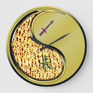 Grande Horloge Ronde Sagittaire & Chèvre de Métal