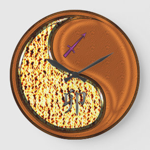 Grande Horloge Ronde Sagittaire & Lapin de Bois