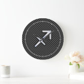 Grande Horloge Ronde Sagittarius Zodiac Sign Carbon Fiber Print (Maison)