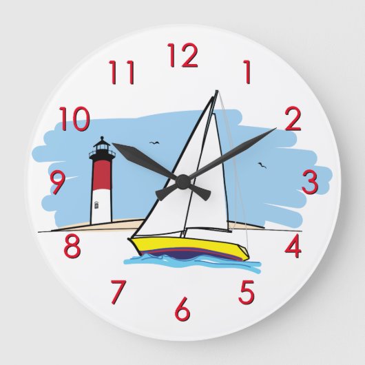 Grande Horloge Ronde Sailboat et Lighthouse (Recto)
