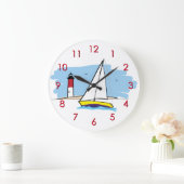 Grande Horloge Ronde Sailboat et Lighthouse (Maison)