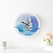 Grande Horloge Ronde Sailboat text (Maison)