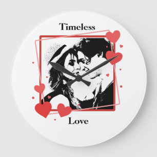 Grande Horloge Ronde Saint Valentin Amour intemporel cadre de coeur mur