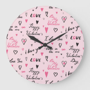 Grande Horloge Ronde Saint-Valentin : Arrière - plan "Je t'aime".