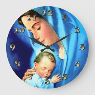 Grande Horloge Ronde Sainte Vierge Marie avec Bébé Jésus