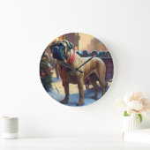 Grande Horloge Ronde Saison de Noël de Bullmastiff (Maison)