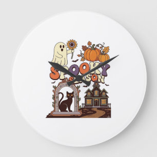 Grande Horloge Ronde Saison effrayante Halloween Fantôme Citrouille Cha