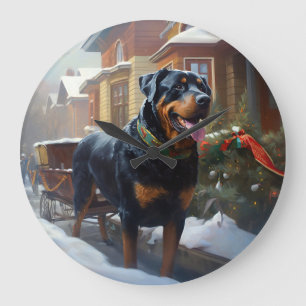 Grande Horloge Ronde Saison festive de Noël de Rottweiler