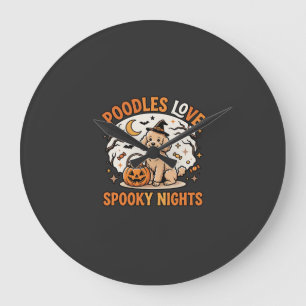 Grande Horloge Ronde Saison sinistre de Poodle d'Halloween