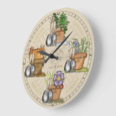 Grande Horloge Ronde Saisons de jardinage Pot Shop (Angle)