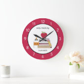 Grande Horloge Ronde Salle de classe Rouge Pomme personnalisée (Maison)