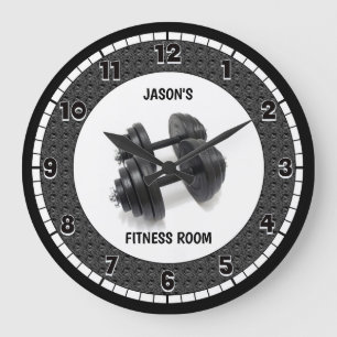 Grande Horloge Ronde Salle de fitness Gris Personnalisé