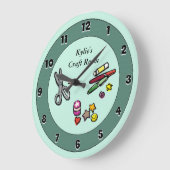 Grande Horloge Ronde Salle turquoise et Aqua Custom Scraproom ou Craft (Angle)