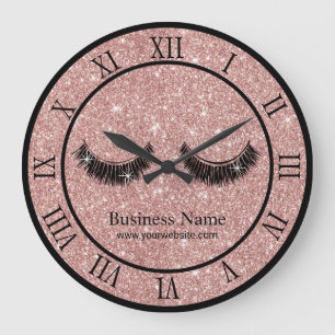 Grande Horloge Ronde Salon d'artistes de maquillage Rose Gold Parties s