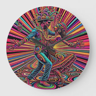 Grande Horloge Ronde Salsa psychédélique Tango Danser Art