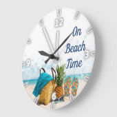 Grande Horloge Ronde Sand Ocean Sky, Beach Scene, Pineapple (Angle)