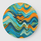 Grande Horloge Ronde "Sanlúcar" Vagues bleu vert orange (Recto)