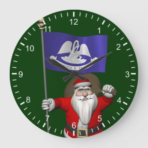 Grande Horloge Ronde Santa Claus Avec L'Ensigne De Louisiane