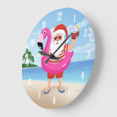 Grande Horloge Ronde Santa Claus with flamingo (Angle)