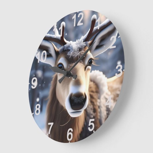 Grande Horloge Ronde Santas Assez Près De Rindeer, (Angle)