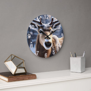 Grande Horloge Ronde Santas Assez Près De Rindeer,