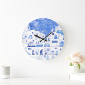 Grande Horloge Ronde Santorin Grèce Aquarelle Townscape (Maison)