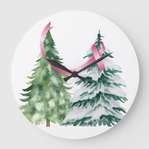 Grande Horloge Ronde Sapin de Noël Coquette, Sensibilisation au cancer