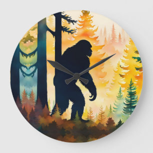 Grande Horloge Ronde Sasquatch Automne Paysage Coucher de soleil