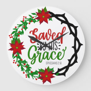Grande Horloge Ronde Sauvé par Sa Grace Christmas Wreath
