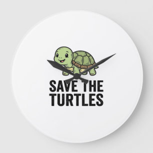 Grande Horloge Ronde Sauver Les Tortues Vintage Tortue Conservation T-S