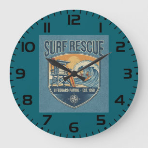 Grande Horloge Ronde Sauvetage de Surf Patrouille de Maître-Nageur Étab