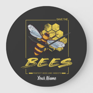 Grande Horloge Ronde Sauvez les abeilles pour l'apiculteur et l'apicult