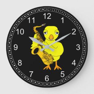 Grande Horloge Ronde Saxophone Chick
